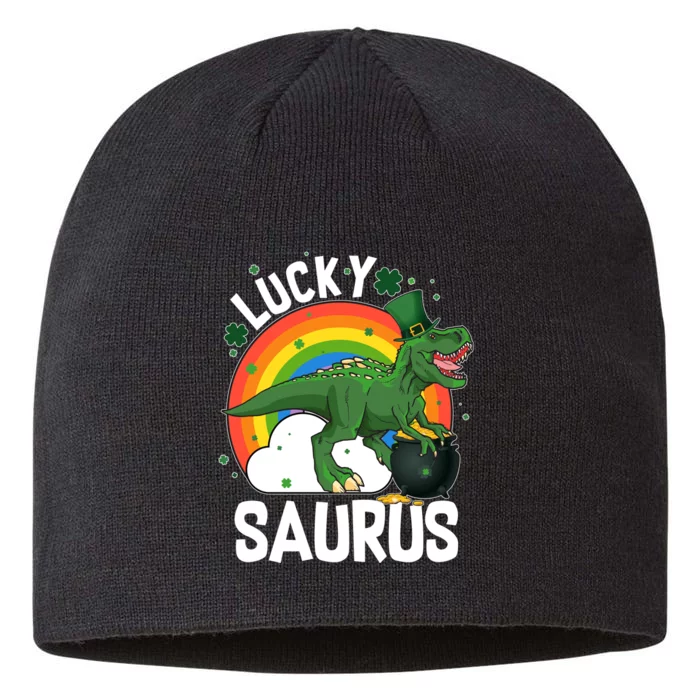 St Patrick's Day Lucky Saurus T-Rex With Pot Of Gold 8 1/2in Sustainable Knit Beanie