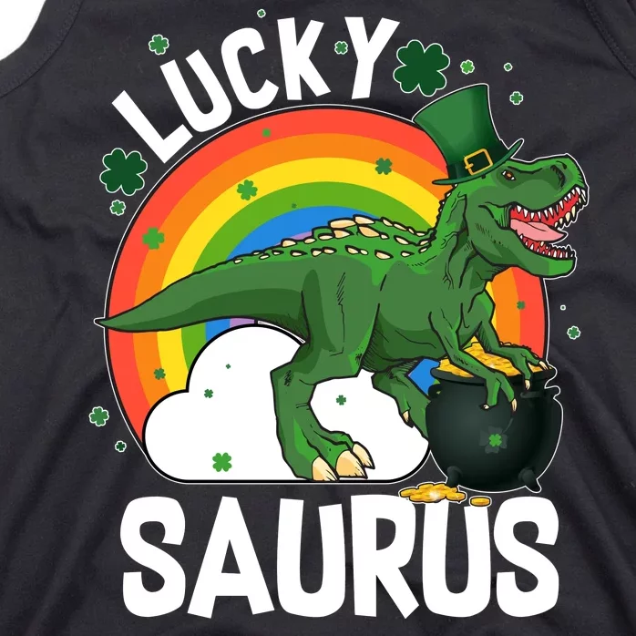 St Patrick's Day Lucky Saurus T-Rex With Pot Of Gold Tank Top