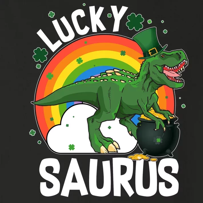 St Patrick's Day Lucky Saurus T-Rex With Pot Of Gold Toddler Long Sleeve Shirt