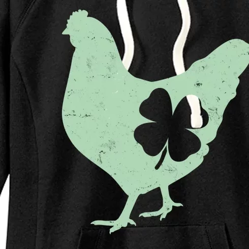 St Patrick's Day Lucky Shamrock Clover Chicken Women's Fleece Hoodie