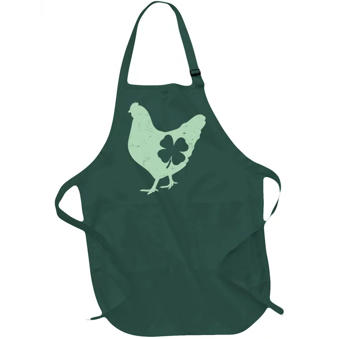 St Patrick's Day Lucky Shamrock Clover Chicken Full-Length Apron With Pocket