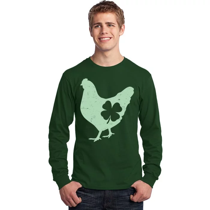 St Patrick's Day Lucky Shamrock Clover Chicken Tall Long Sleeve T-Shirt