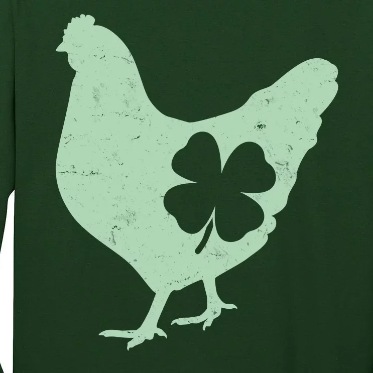 St Patrick's Day Lucky Shamrock Clover Chicken Tall Long Sleeve T-Shirt