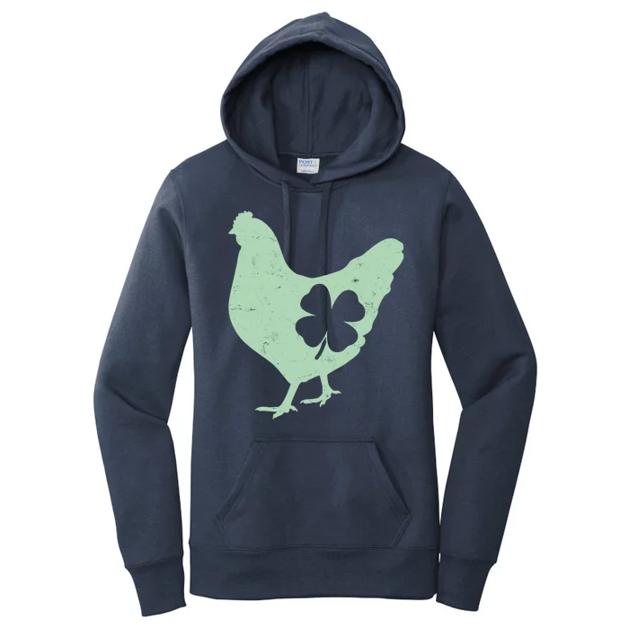 St Patrick's Day Lucky Shamrock Clover Chicken Women's Pullover Hoodie