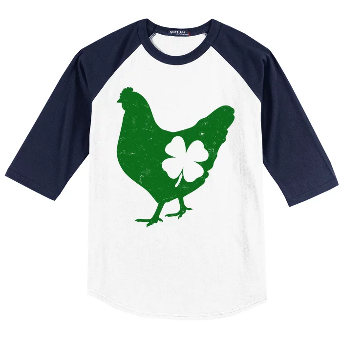 St Patrick's Day Lucky Shamrock Clover Chicken Baseball Sleeve Shirt