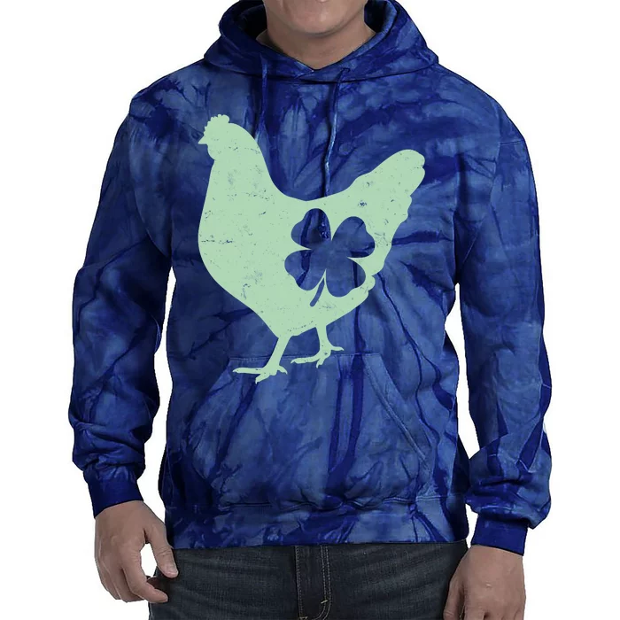 St Patrick's Day Lucky Shamrock Clover Chicken Tie Dye Hoodie