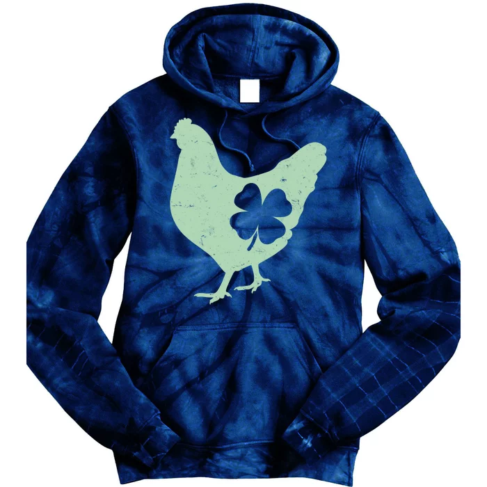 St Patrick's Day Lucky Shamrock Clover Chicken Tie Dye Hoodie