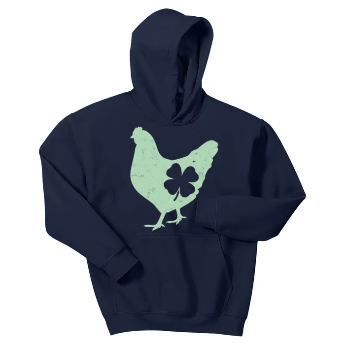 St Patrick's Day Lucky Shamrock Clover Chicken Kids Hoodie