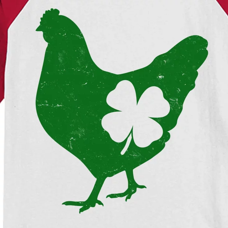 St Patrick's Day Lucky Shamrock Clover Chicken Kids Colorblock Raglan Jersey