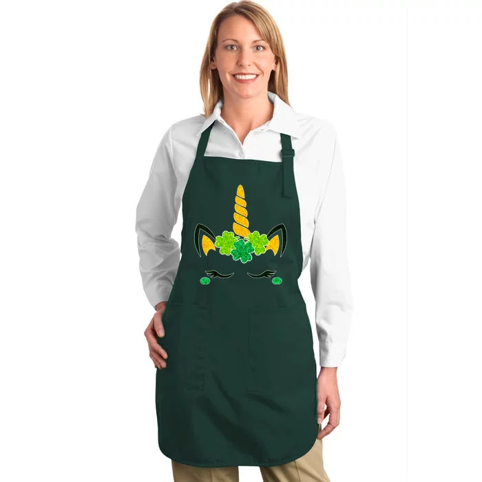 St Patrick's Day Lucky Unicorn Full-Length Apron With Pocket