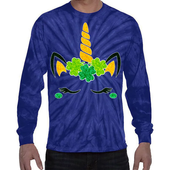 St Patrick's Day Lucky Unicorn Tie-Dye Long Sleeve Shirt