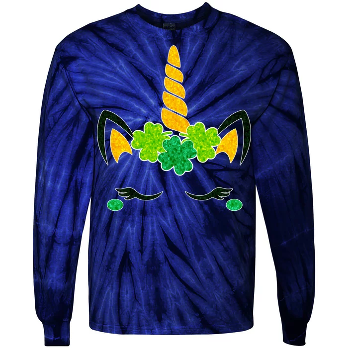 St Patrick's Day Lucky Unicorn Tie-Dye Long Sleeve Shirt