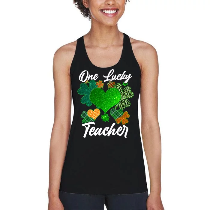 St Patrick's Day One Lucky Teacher Women's Racerback Tank