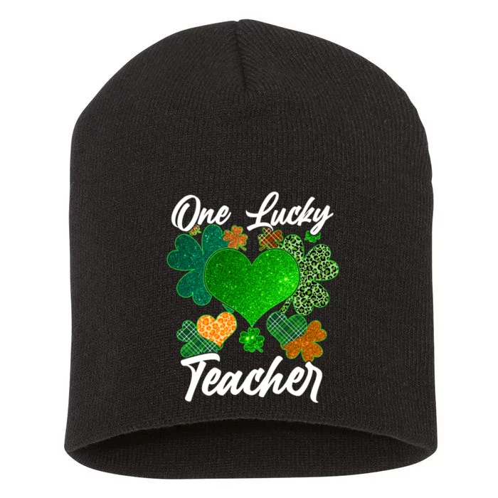 St Patrick's Day One Lucky Teacher Short Acrylic Beanie