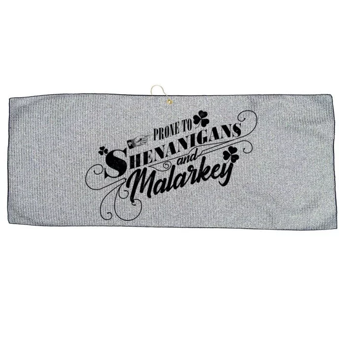 St Patrick's Day Prone To Shenanigans And Malarkey Large Microfiber Waffle Golf Towel