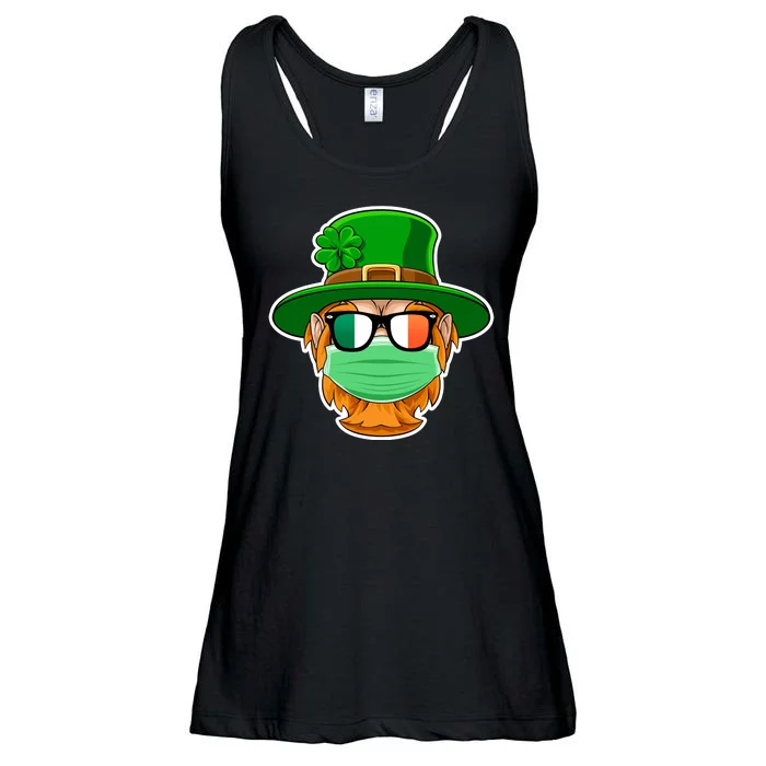 St Patrick's Day Quarantine Leprechaun With Mask Ladies Essential Flowy Tank