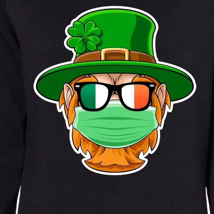 St Patrick's Day Quarantine Leprechaun With Mask Womens California Wash Sweatshirt