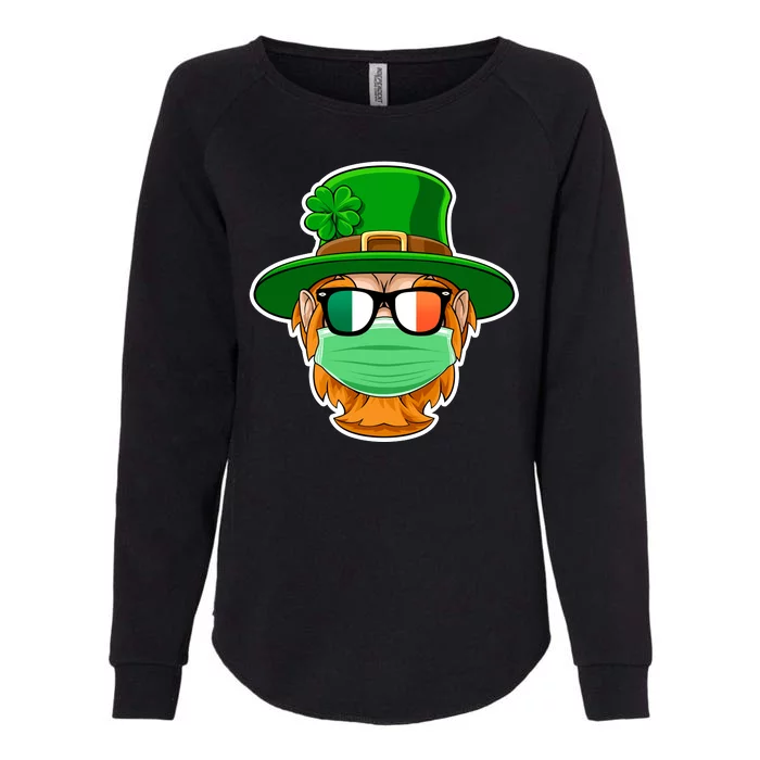 St Patrick's Day Quarantine Leprechaun With Mask Womens California Wash Sweatshirt