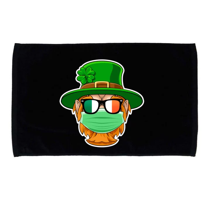 St Patrick's Day Quarantine Leprechaun With Mask Microfiber Hand Towel