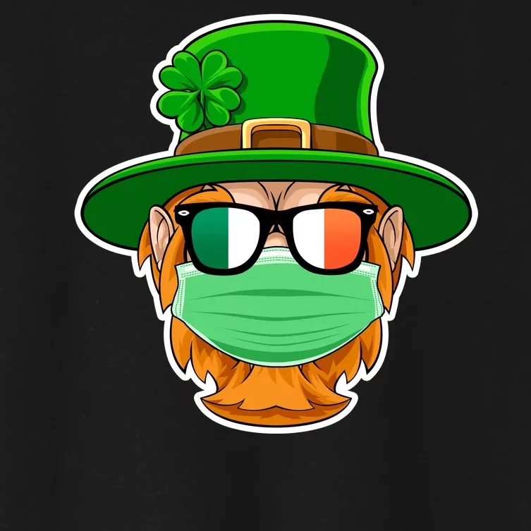 St Patrick's Day Quarantine Leprechaun With Mask Women's Crop Top Tee