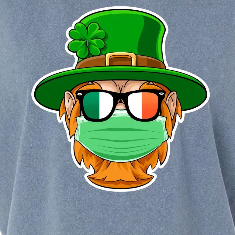 St Patrick's Day Quarantine Leprechaun With Mask Garment-Dyed Women's Muscle Tee