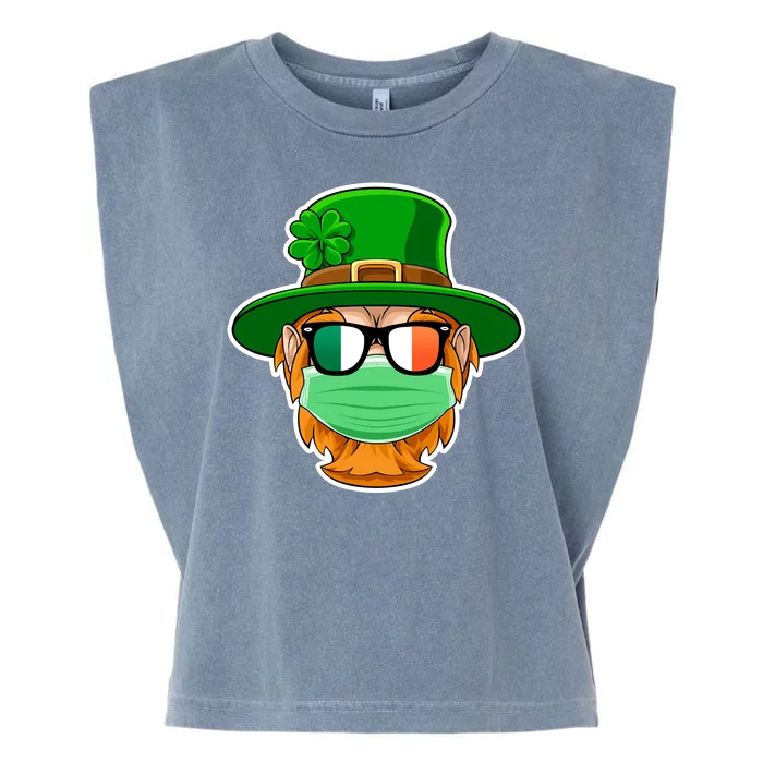 St Patrick's Day Quarantine Leprechaun With Mask Garment-Dyed Women's Muscle Tee