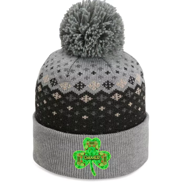 St Patrick's Day Shamrock Gamer The Baniff Cuffed Pom Beanie