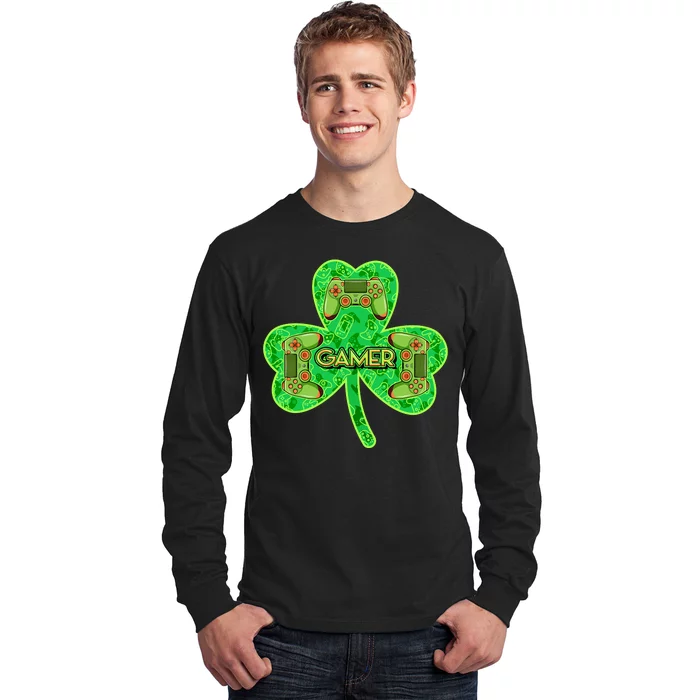 St Patrick's Day Shamrock Gamer Long Sleeve Shirt