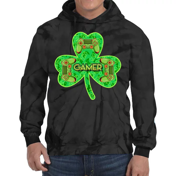 St Patrick's Day Shamrock Gamer Tie Dye Hoodie