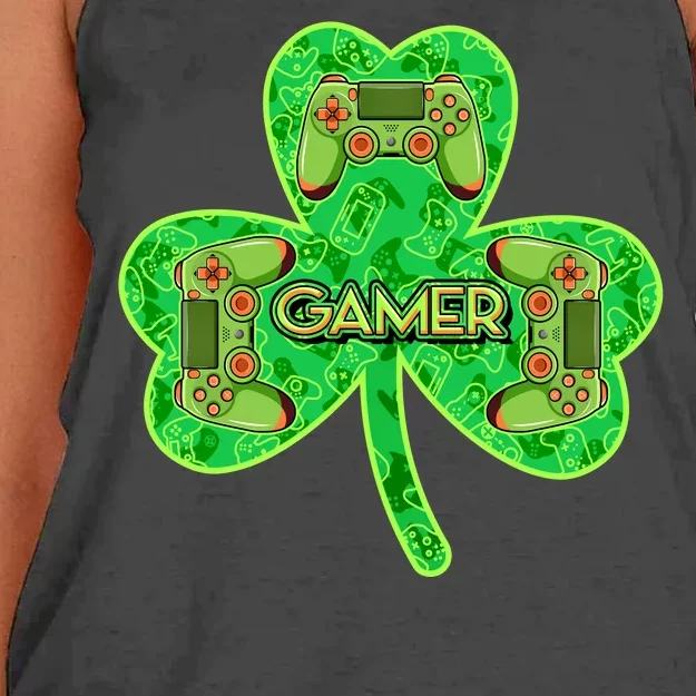 St Patrick's Day Shamrock Gamer Women's Knotted Racerback Tank