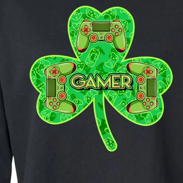 St Patrick's Day Shamrock Gamer Cropped Pullover Crew