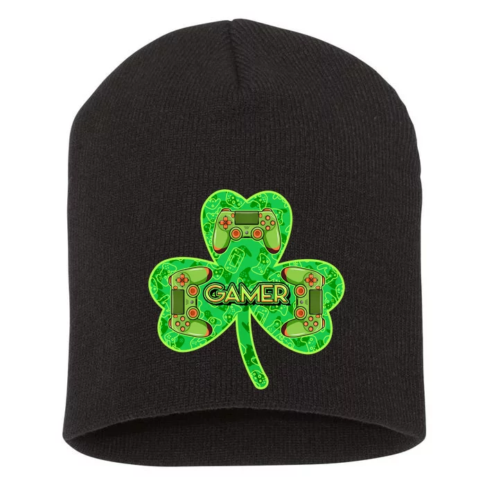 St Patrick's Day Shamrock Gamer Short Acrylic Beanie