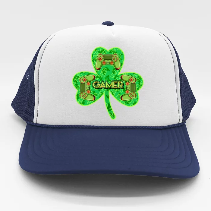 St Patrick's Day Shamrock Gamer Trucker Hat