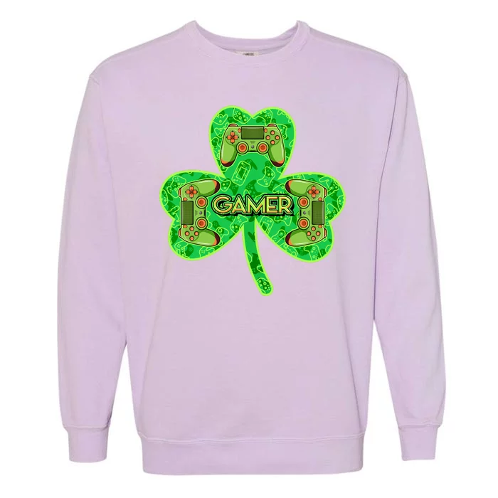 St Patrick's Day Shamrock Gamer Garment-Dyed Sweatshirt