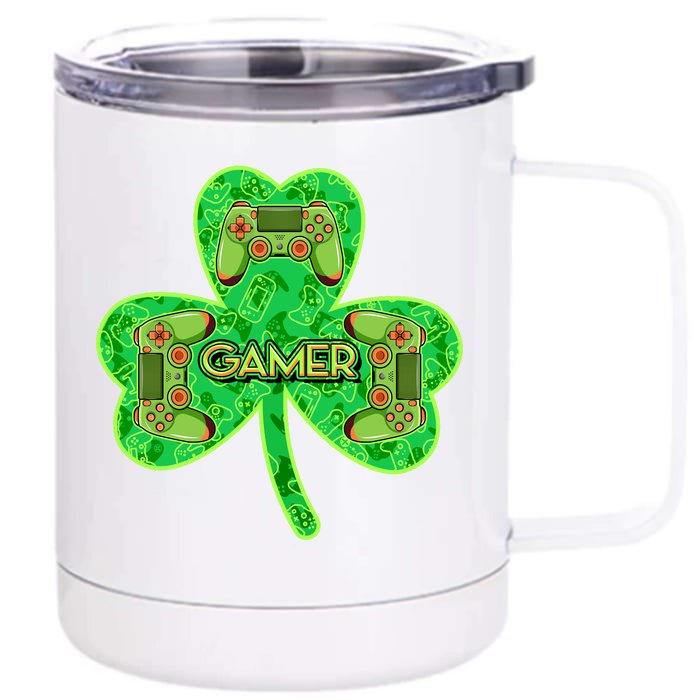 St Patrick's Day Shamrock Gamer Front & Back 12oz Stainless Steel Tumbler Cup