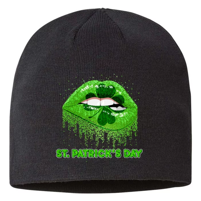 St Patrick's Day Shamrock Irish Lips 8 1/2in Sustainable Knit Beanie