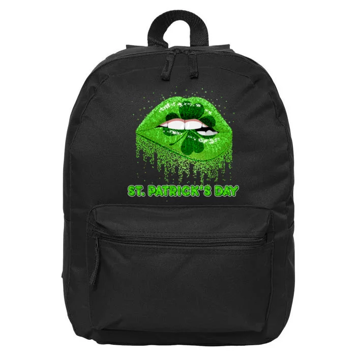 St Patrick's Day Shamrock Irish Lips 16 in Basic Backpack