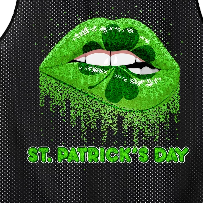 St Patrick's Day Shamrock Irish Lips Mesh Reversible Basketball Jersey Tank