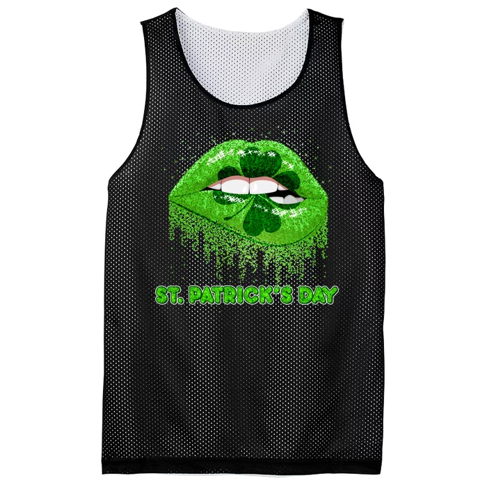 St Patrick's Day Shamrock Irish Lips Mesh Reversible Basketball Jersey Tank