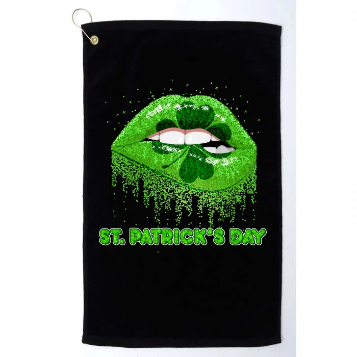 St Patrick's Day Shamrock Irish Lips Platinum Collection Golf Towel