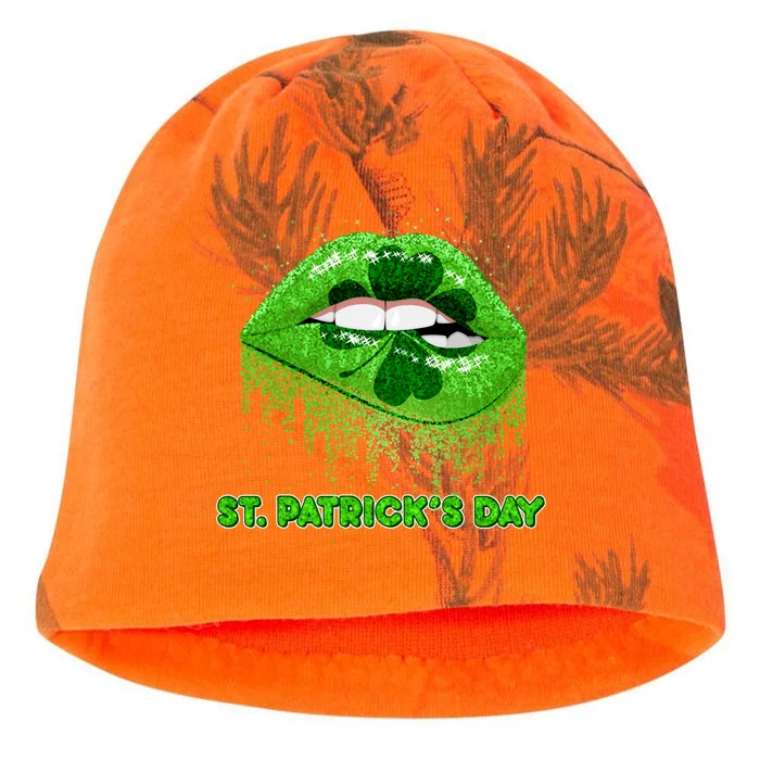 St Patrick's Day Shamrock Irish Lips Kati - Camo Knit Beanie