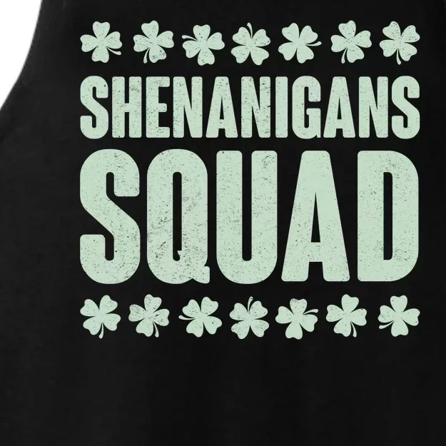 St Patrick's Day Shenanigans Squad Shamrocks Clover Ladies Tri-Blend Wicking Tank