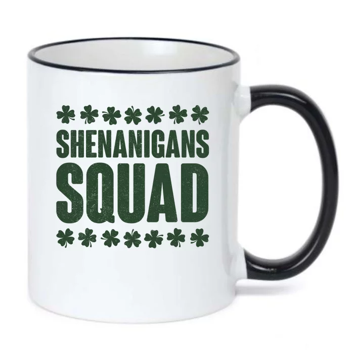 St Patrick's Day Shenanigans Squad Shamrocks Clover Black Color Changing Mug