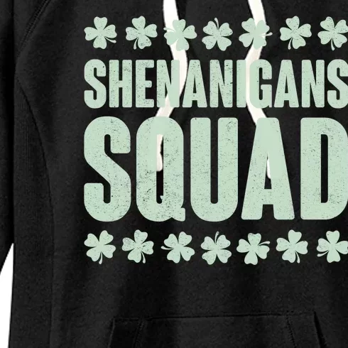 St Patrick's Day Shenanigans Squad Shamrocks Clover Women's Fleece Hoodie