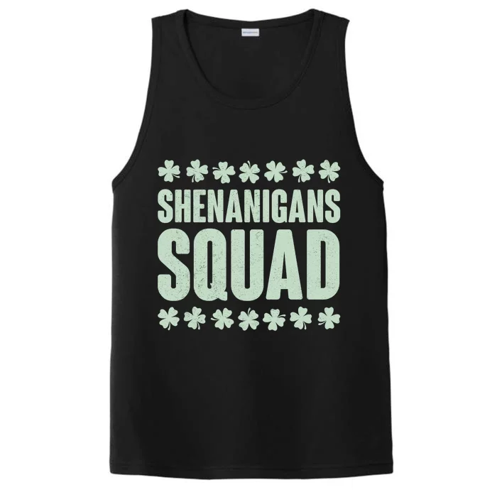 St Patrick's Day Shenanigans Squad Shamrocks Clover Performance Tank