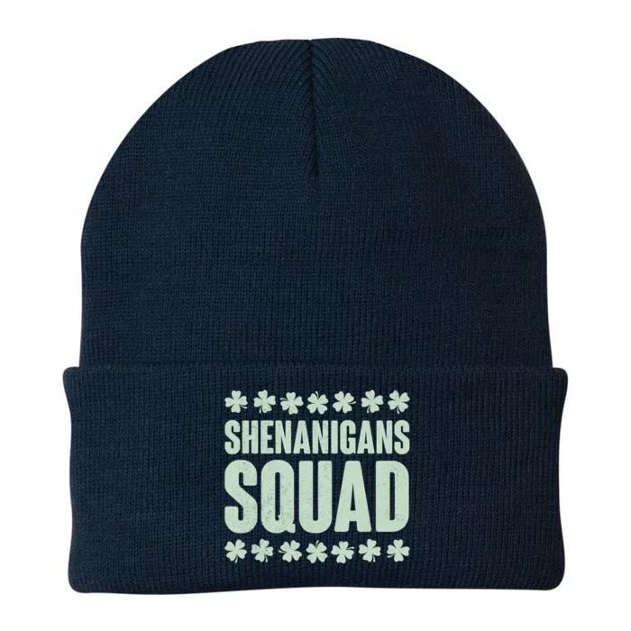 St Patrick's Day Shenanigans Squad Shamrocks Clover Knit Cap Winter Beanie