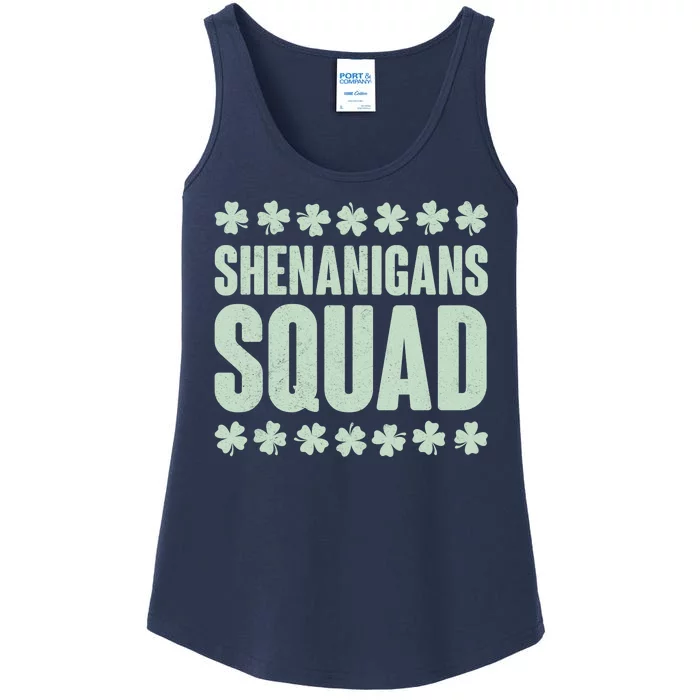 St Patrick's Day Shenanigans Squad Shamrocks Clover Ladies Essential Tank