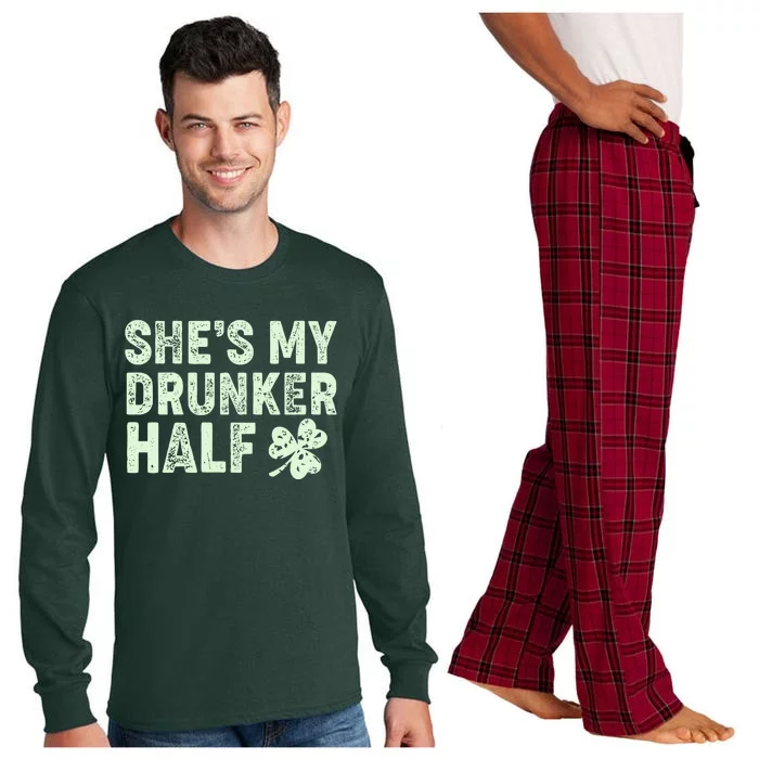 St Patrick's Day She's My Drunker Half Matching Couple's Long Sleeve Pajama Set