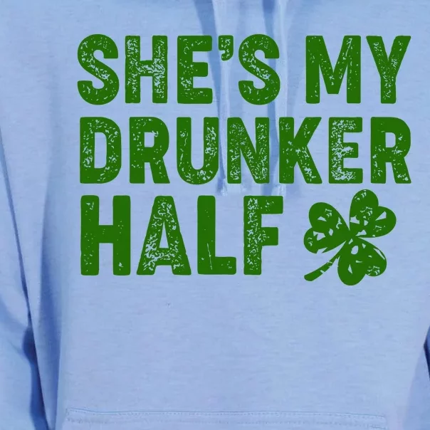 St Patrick's Day She's My Drunker Half Matching Couple's Unisex Surf Hoodie