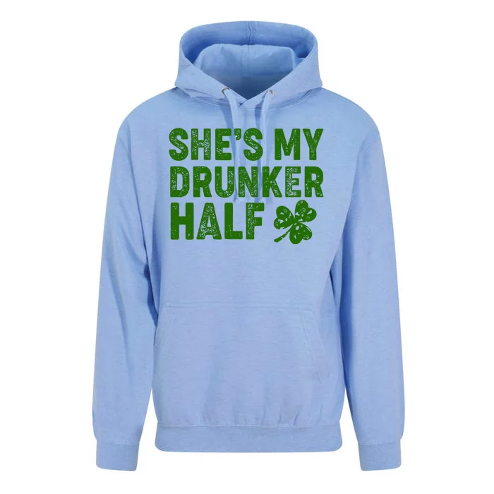 St Patrick's Day She's My Drunker Half Matching Couple's Unisex Surf Hoodie